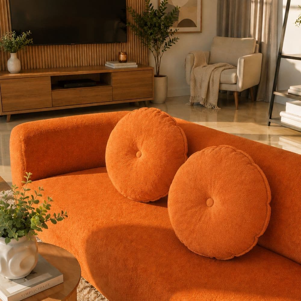 Almofada Redonda Flower em Boucle Luxo com Enchimento em Fibra Premium Decoração Várias Cores Tendência