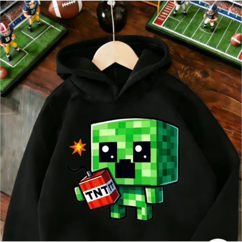 Blusa Com capuz Adulto Infantil Minecraft Moletom canguru Outono Inverno Jogo