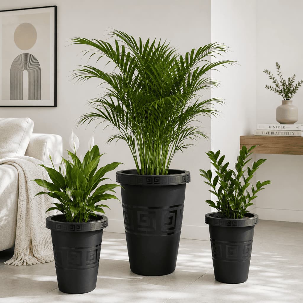 Conjunto 3 Vasos para Plantas Redondo Alto Decoração Casa Jardim