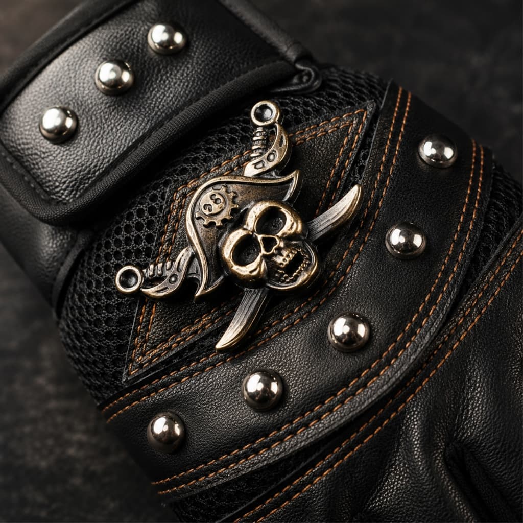Luva de Motoqueiro Meio Dedo Biker Caveira Treino Academia