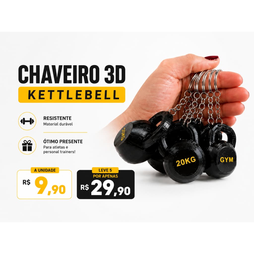 Chaveiro Academia Kettlebell | Presente Criativo Fitness Gym Musculação | Lembrancinha