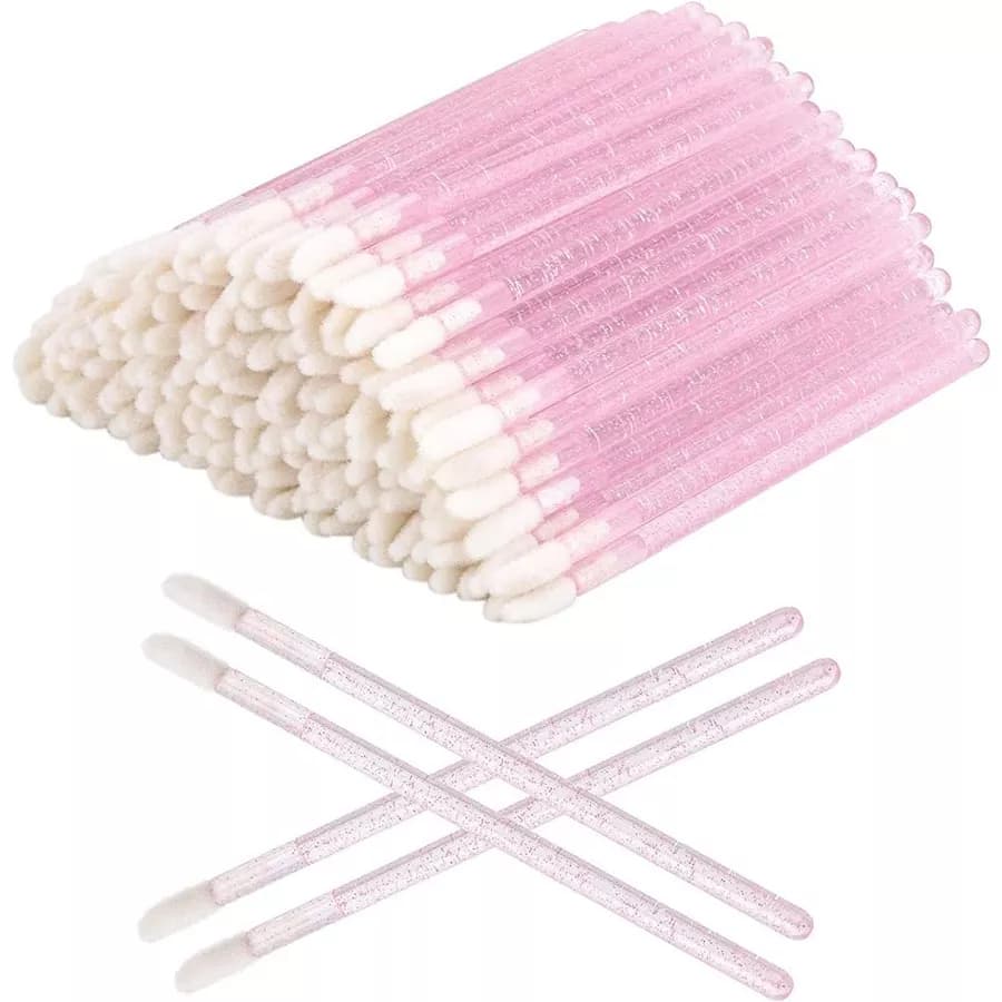 Kit 50/100 Pincel Descartável Aplicador de Gloss e Batom Extensão Alongamento e Limpeza de Cílios