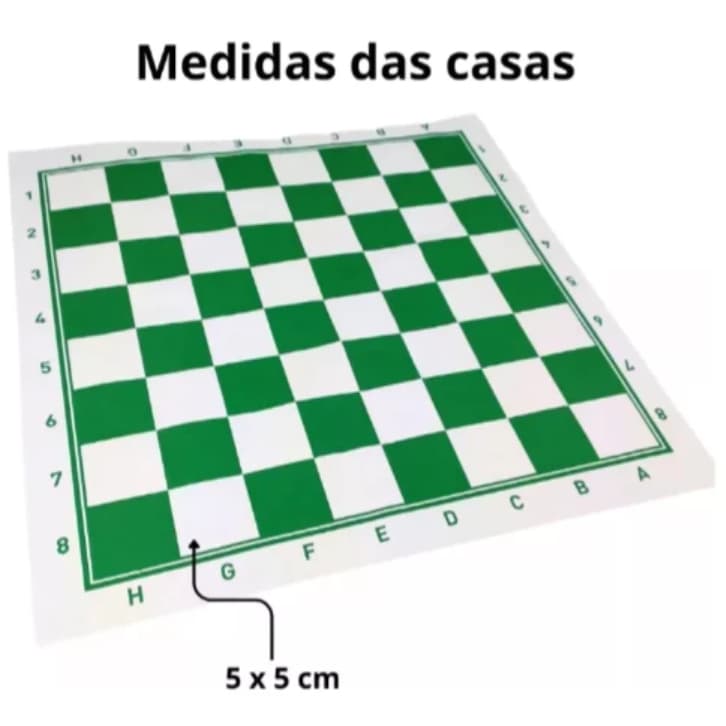 Tabuleiro Dobrável 46x46cm em Napa de Xadrez Damas para Jogo Oficial