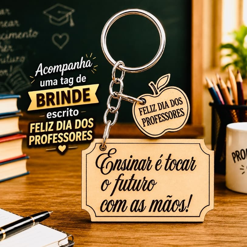 Kit Chaveiro ENSINAR É TOCAR O FUTURO, para dia dos professores, escola, decoração, festa, lembrancinhas