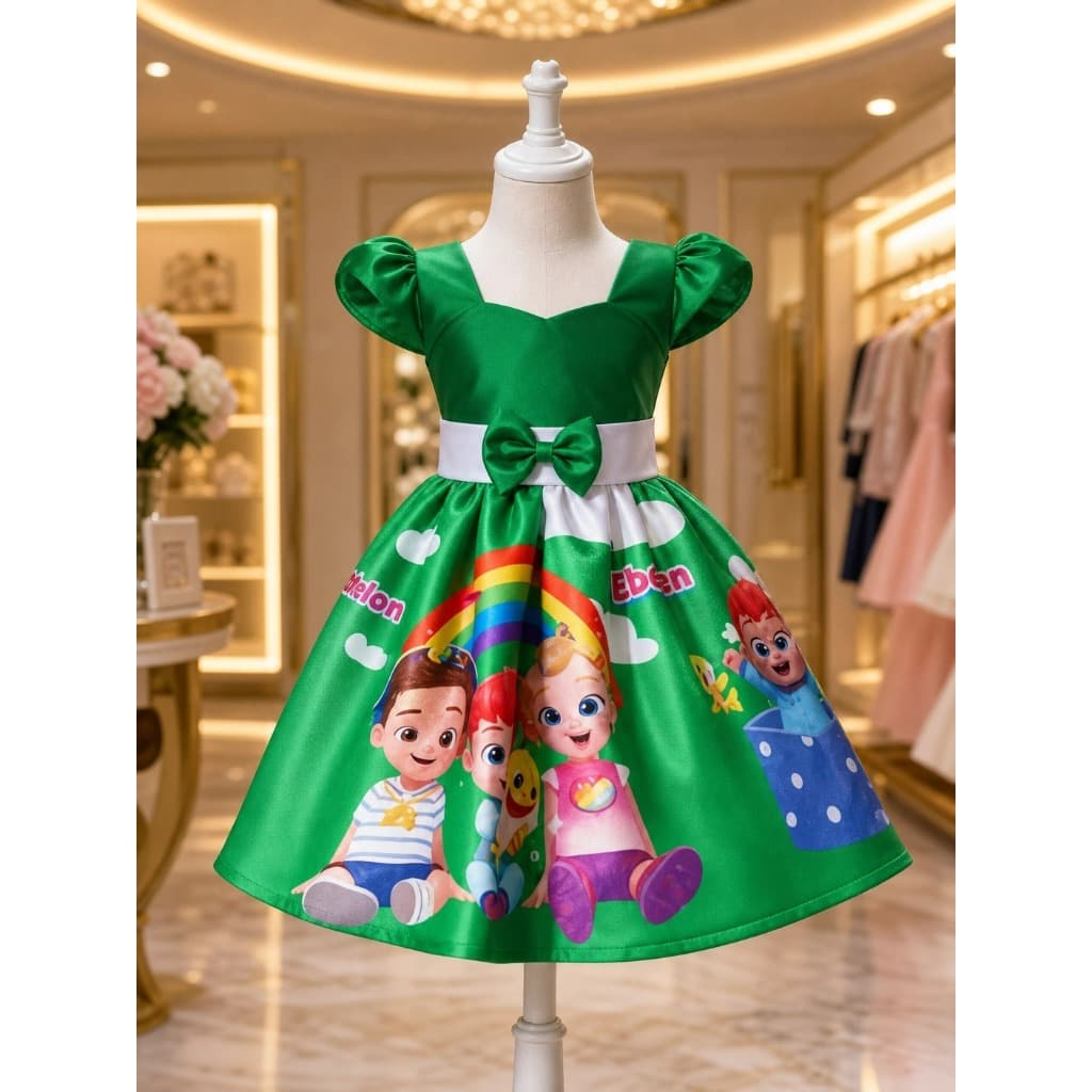 Vestido Menina Infantil Temático Simples Bebefinn Verde (AC)