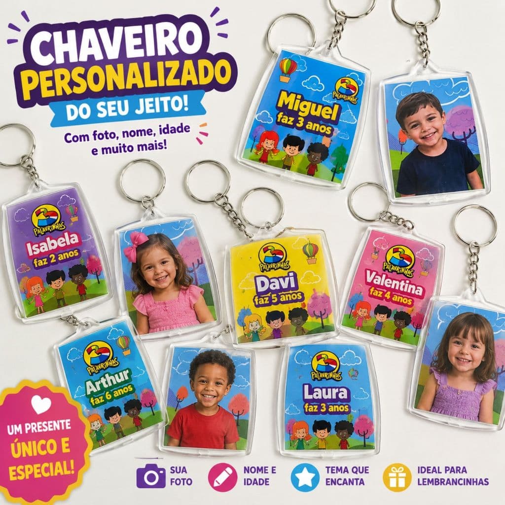 CHAVEIRO PERSONALIZADO 3X4- LEMBRANCINHAS PERSONALIZADAS-TODOS OS TEMAS