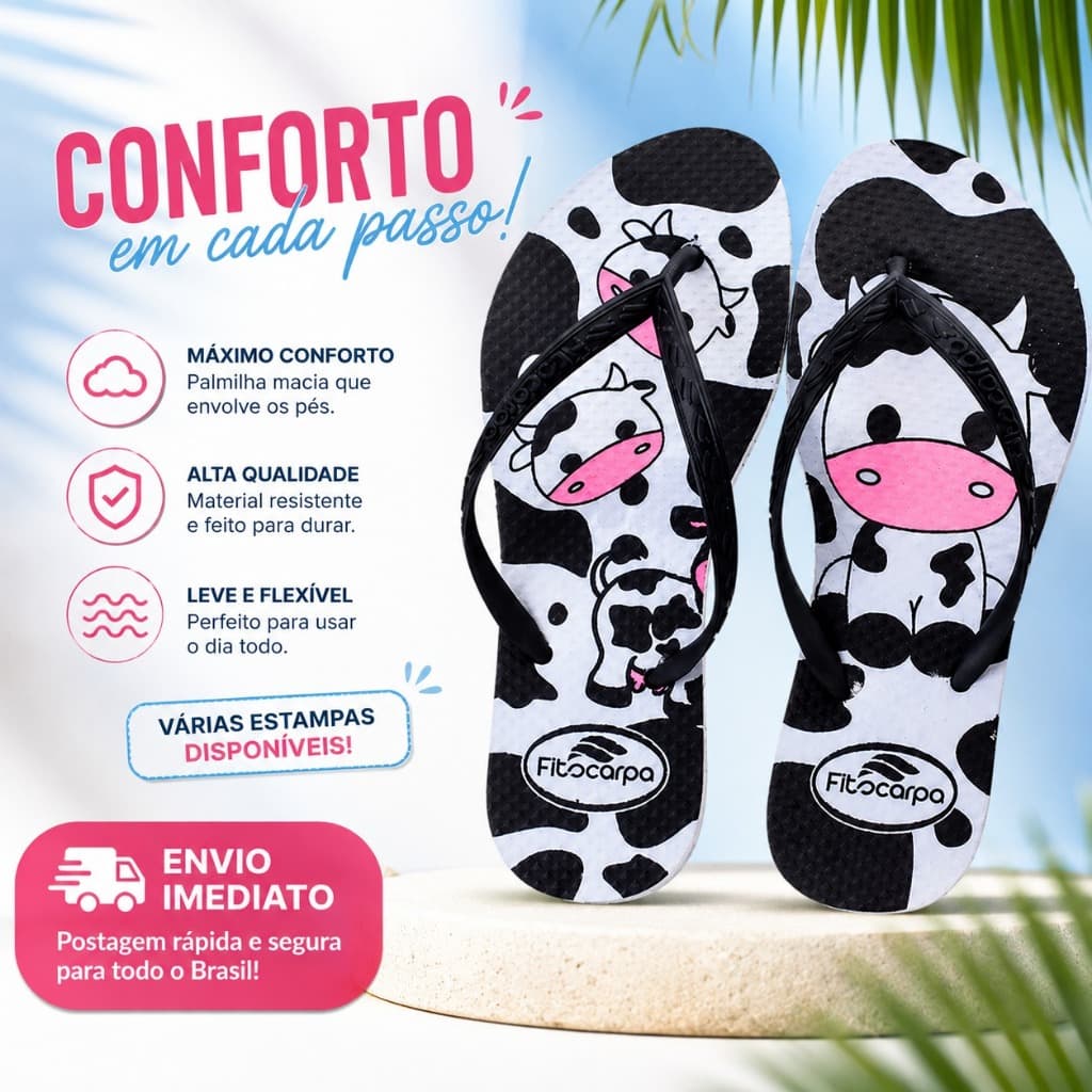 Chinelo de Dedo Feminino Personalizado Com Várias Estampas Leve Macio Praia Confortável