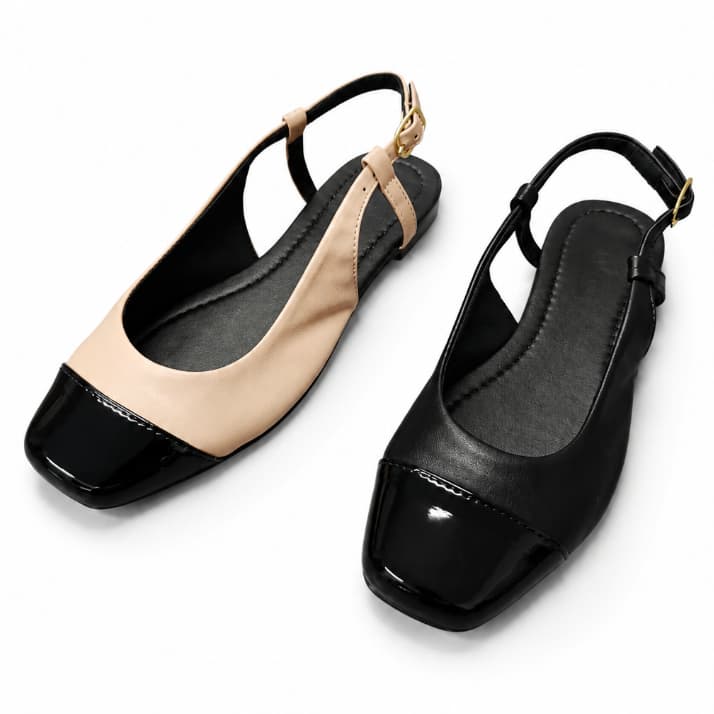 Sapatilha Feminina Slingback Bico Quadrado Elegante Confortável