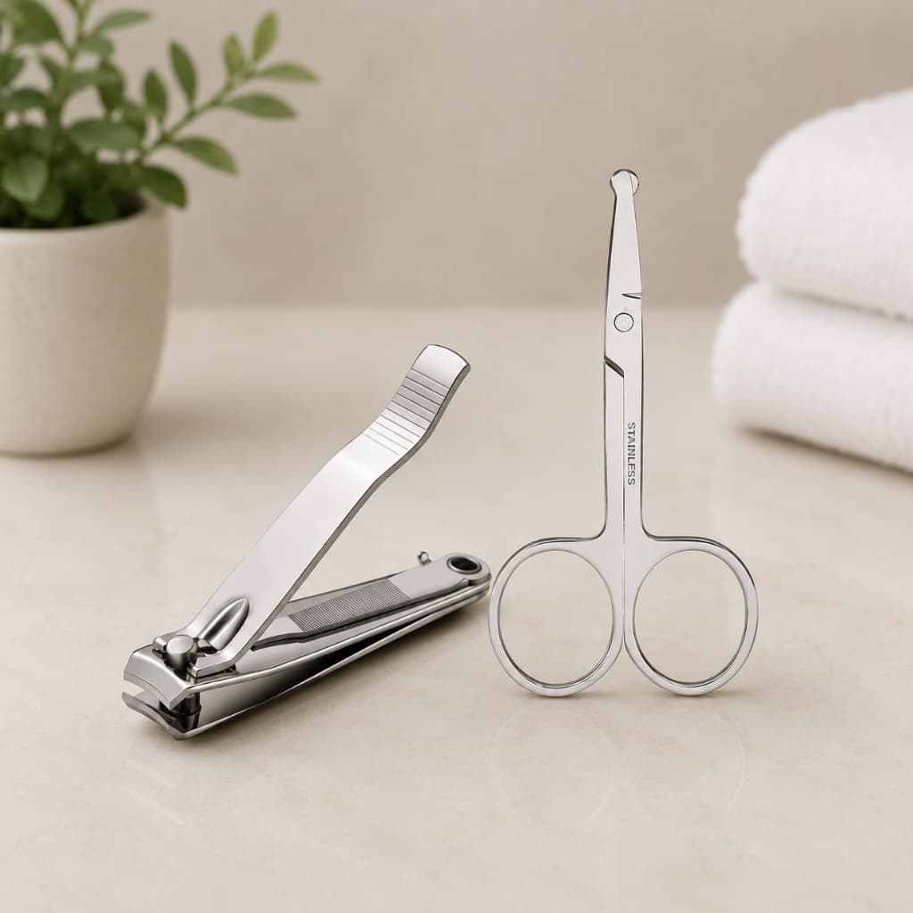 Kit cortador unha inox + tesourinha Aço inox profissional