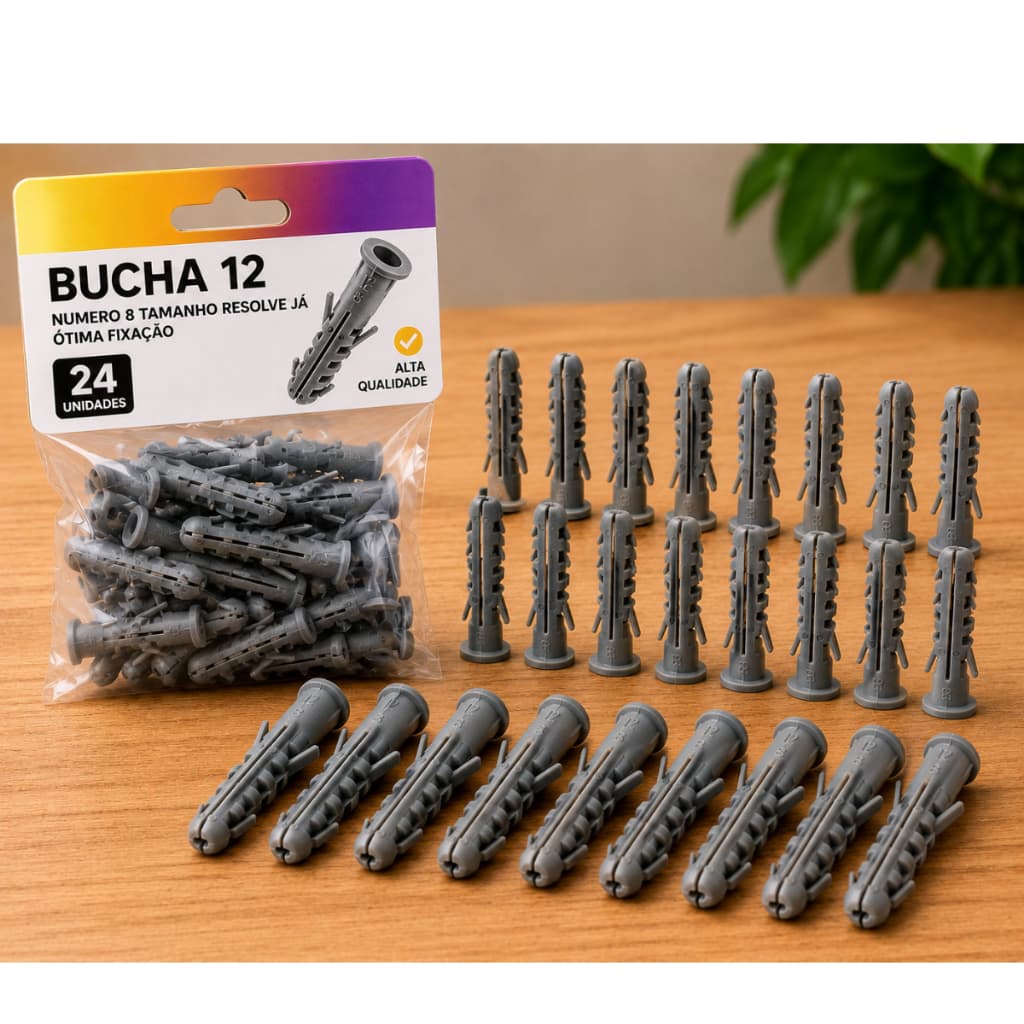 Kit 24 Bucha plástica Numero 8 é amplamente uttilizada para fixação de objetos cuja armazenagem possa empregar parafusos