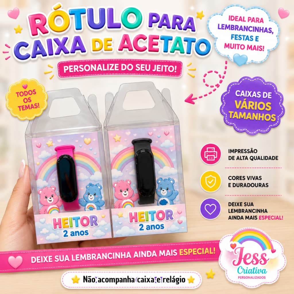 Rótulo Adesivo Personalizado para Caixa de Acetato ( Vários tamanhos)
