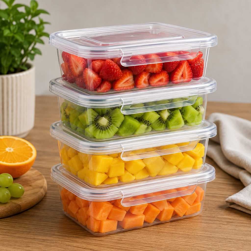 Kit Marmita Potes Herméticos 800ml Trava Laterais Organiza Freezer e Micro-ondas Livre de BPA