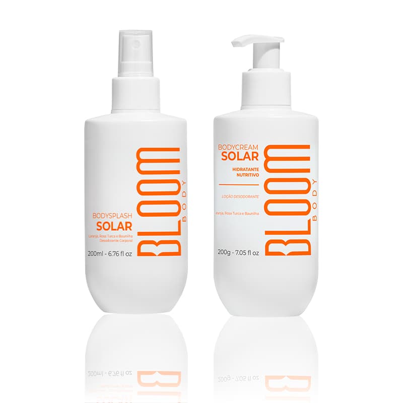 Kit Bloom Solar Body Splash 200ml + Body Cream 200g Fragrância Feminina Doce e Marcante