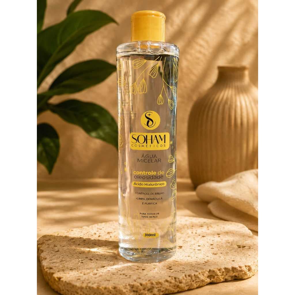 Água Micelar Soham Controle de Oleosidade com Ácido Hialurônico 310ml Limpa Demaquila e Purifica