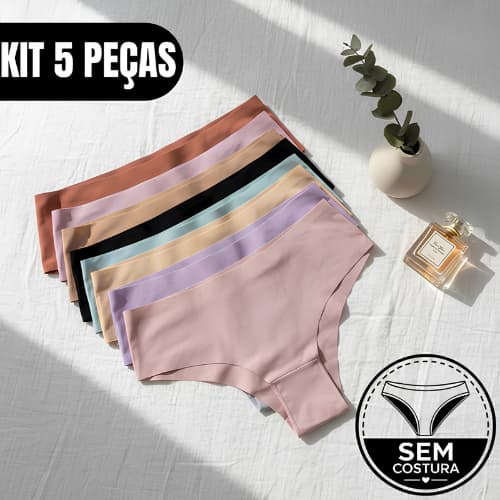 KIT 5 Calcinha Corte A Laser Não Marca Sem Costura Confortável Moda Intima Feminina