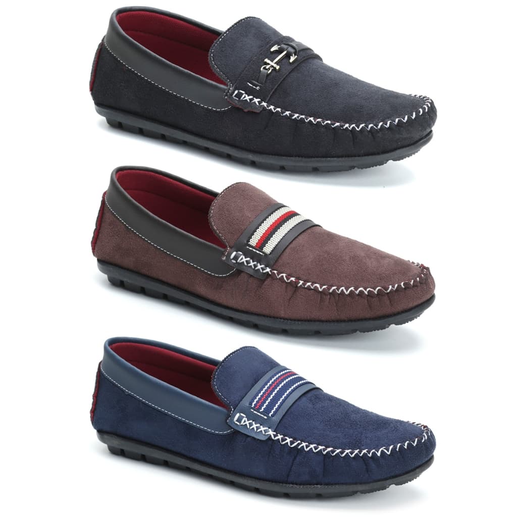 Kit 3 pares Mocassim masculino Matosi,Sapatilha, Sapato Social,Slip on,mocassim de Camurça solado de borracha costurado.