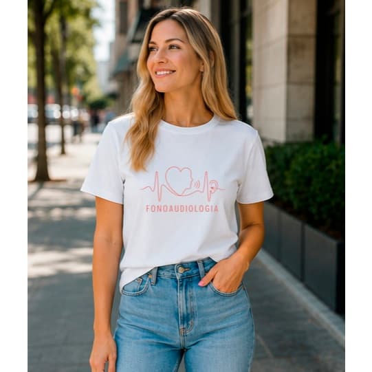 Camiseta babylook estampa fonoaudiologia compasso do coração