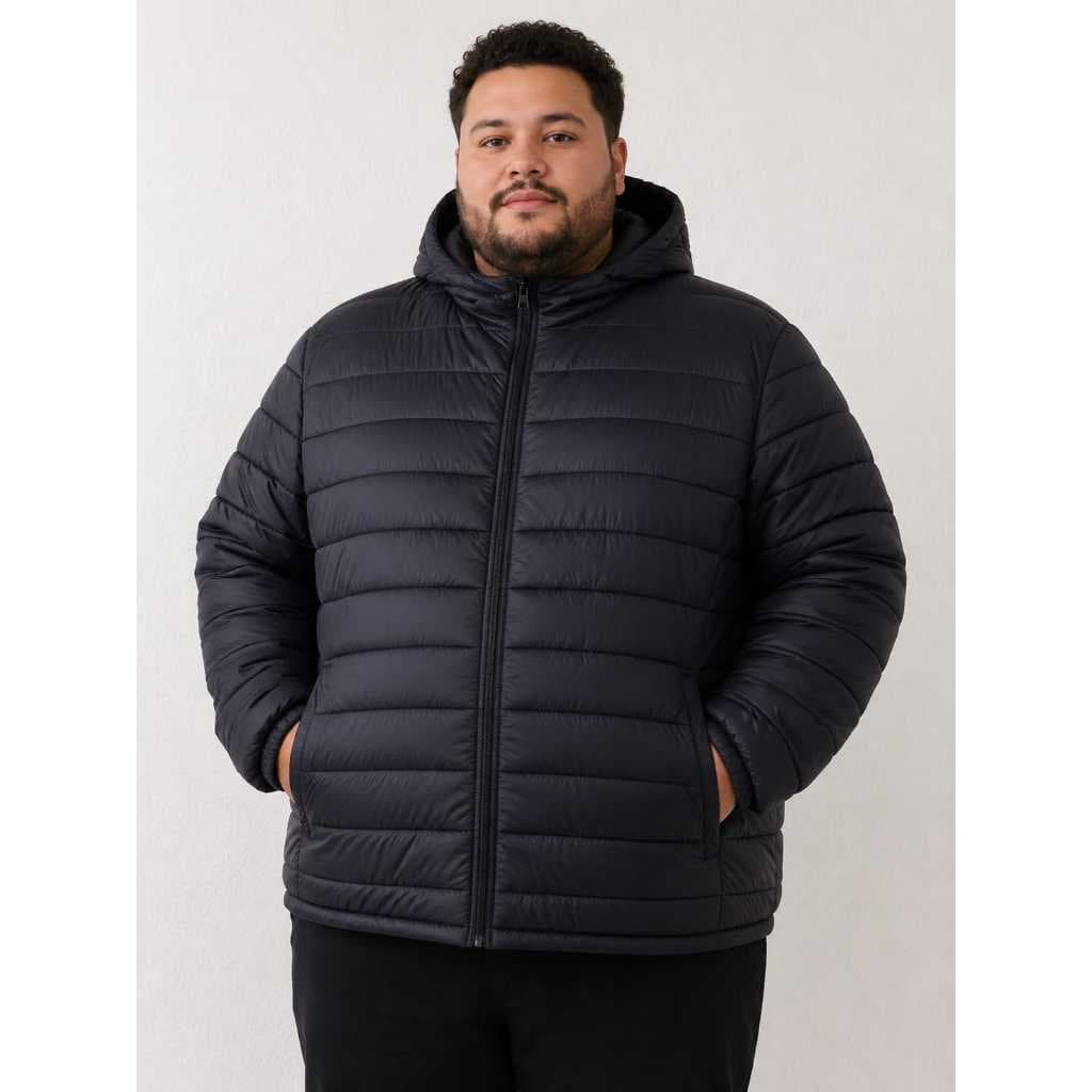 Jaqueta Bobojaco Plus Size Gominho Preta com Capuz Removivel e Bolsos na Frente