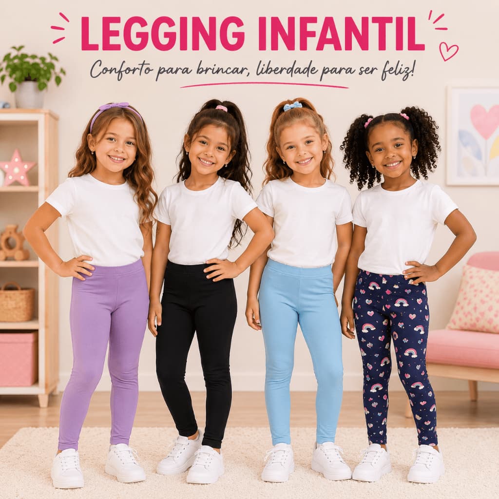 Kit Calça Legging Infantil Menina do 1 ao 10 Anos | Legging infantil Menina em Cotton Confortável Sortidas