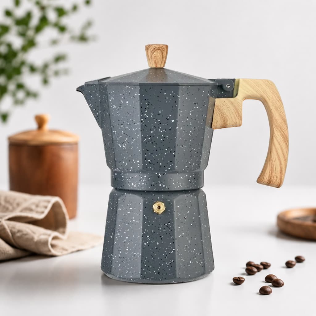 Cafeteira Italiana Moka De Alumínio 6 Xícaras Cinza Casambiente