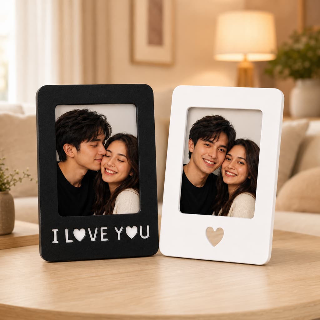 Kit 2 Porta Retrato Polaroid Instax Mini Decorativo Para Foto Casal Moldura Mesa Presente Love Coração