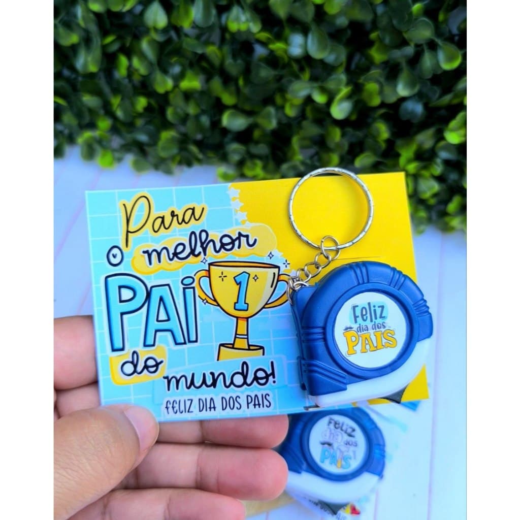 Cartão Personalizado Dia dos Pais com Mini Trena 1m - Lembrancinha Dia dos Pais