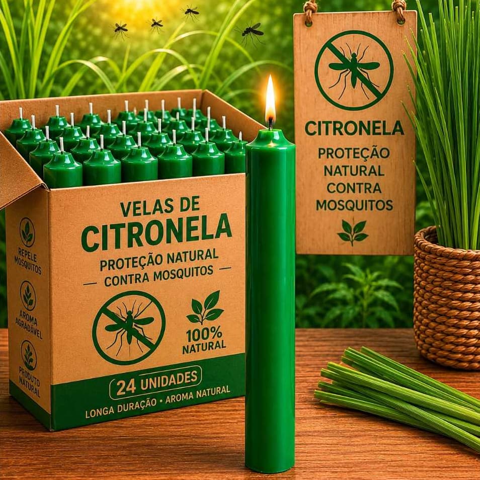 24 Velas Palito Dedinho 12cm Citronela 500g Velas Aromáticas Velas Faria