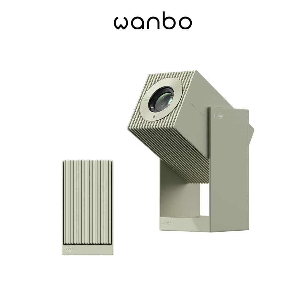 Projetor Wanbo Cube 2 Pro 1080P Android TV 11 230° Suporte ToF 28dB Design Livro Anti-Poeira Verde