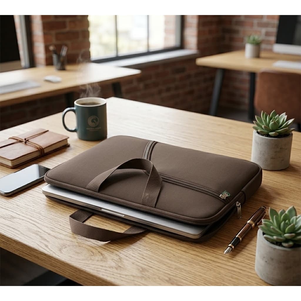 Capa Case para Notebook com Bolso e Alça Externa Marrom  Resistente e Impermeável
