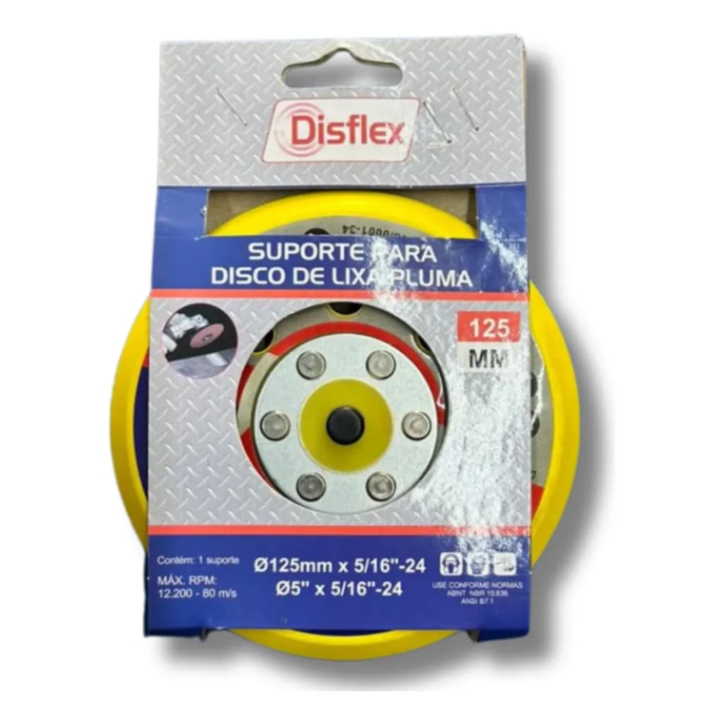 Suporte Disco Lixa Pluma 125mm Disflex Rosca 5/16-24