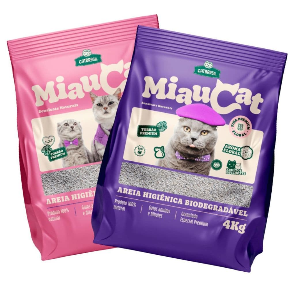 Areia para Gato Miau Cat Premium 4kg Alta Absorção Controle de Odores SUave Perfume