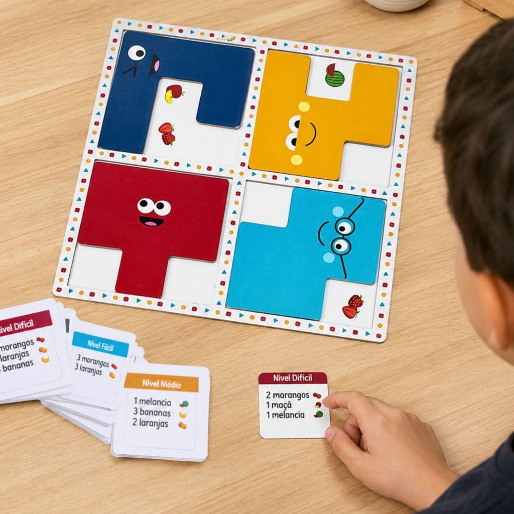 Jogo de Pareamento de Funções Encaixe Perfeito das Frutas Psicomotor Autismo Terapeutico