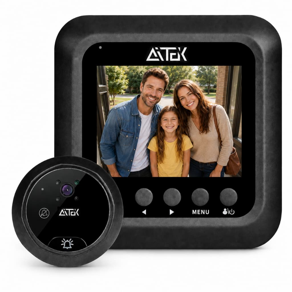 Campainha Olho Mágico Digital 2.4 Visão Noturna Foto Vídeo Tela LCD AITEK