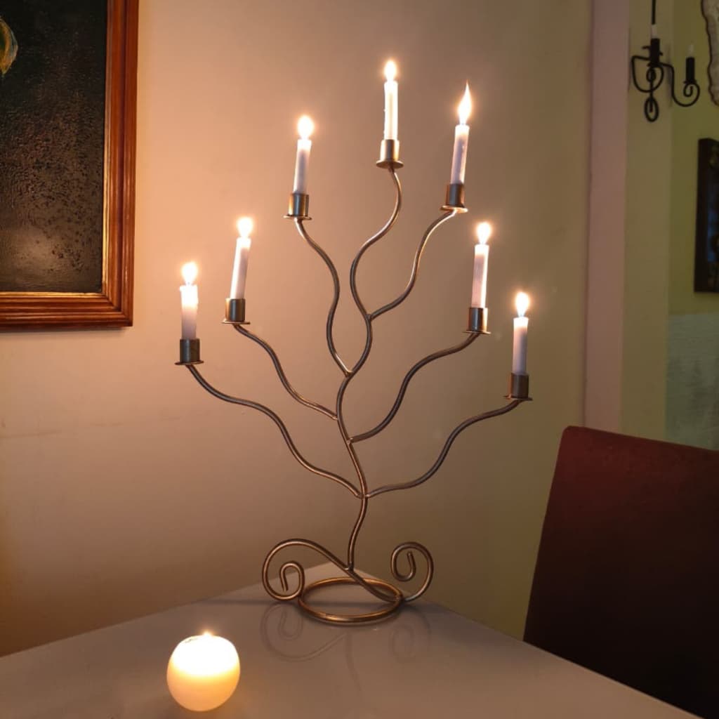 Candelabro Dourado 7 Velas Grande Luxo Em Ferro Artesanal