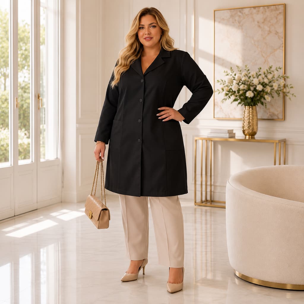 Jaleco Médico Plus Size Gabardine Twin Profissional Feminina G1 ao G5 Várias Cores