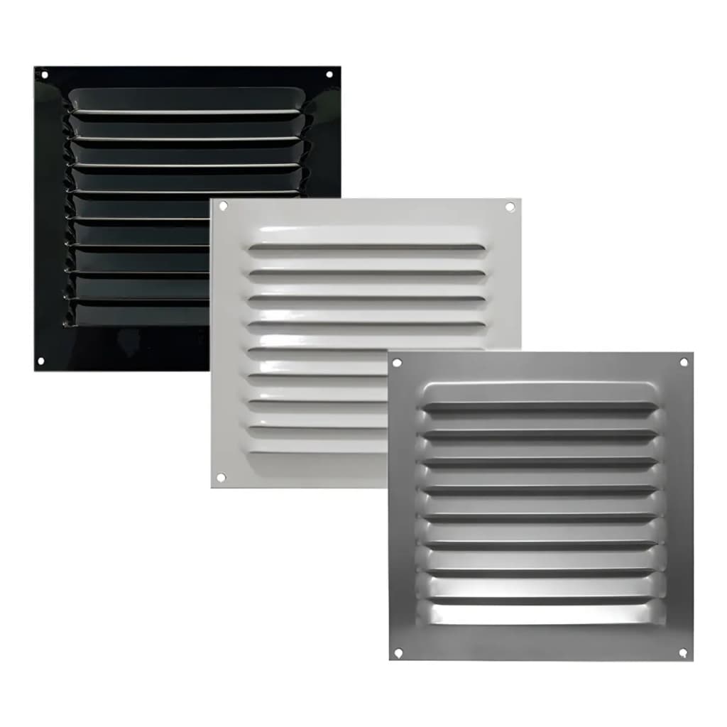 Grade De Ventilação Alumínio Natural Branca Preta 25x25cm Com Tela Contra Inseto