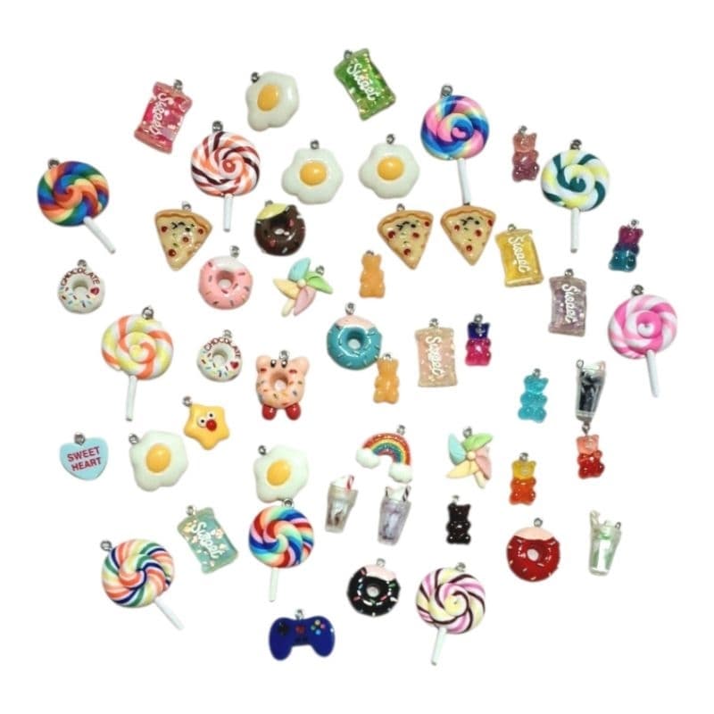 50 pçs Pingentes divertido resina aesthetic para brinco colar bijuteria