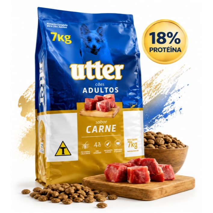 Ração Cahorros Adultos Utter Sabor Carne 7Kg Todas as Raças 18% Proteína