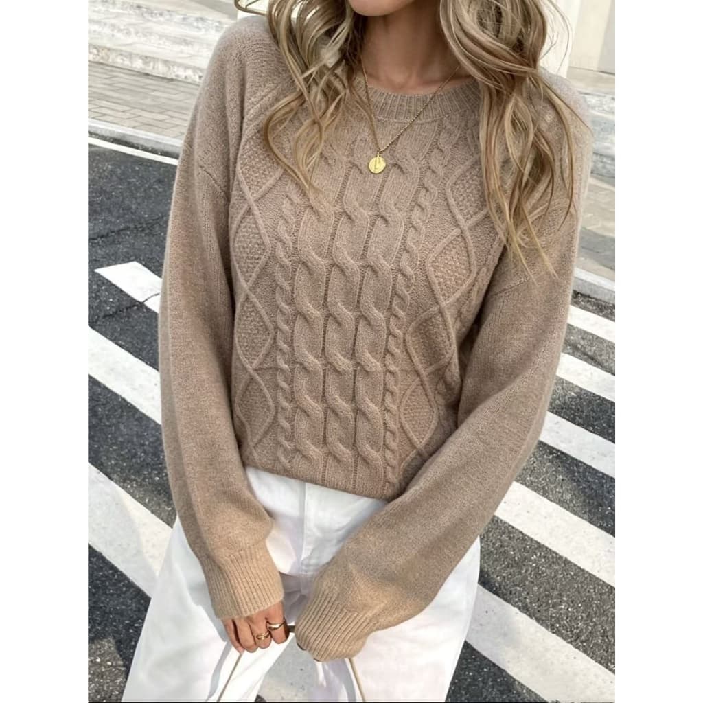 Blusa Manga Longa Feminina Grosso Estampada Lisa Feriado Férias Escritório Diário Outuno Inverno Tricot