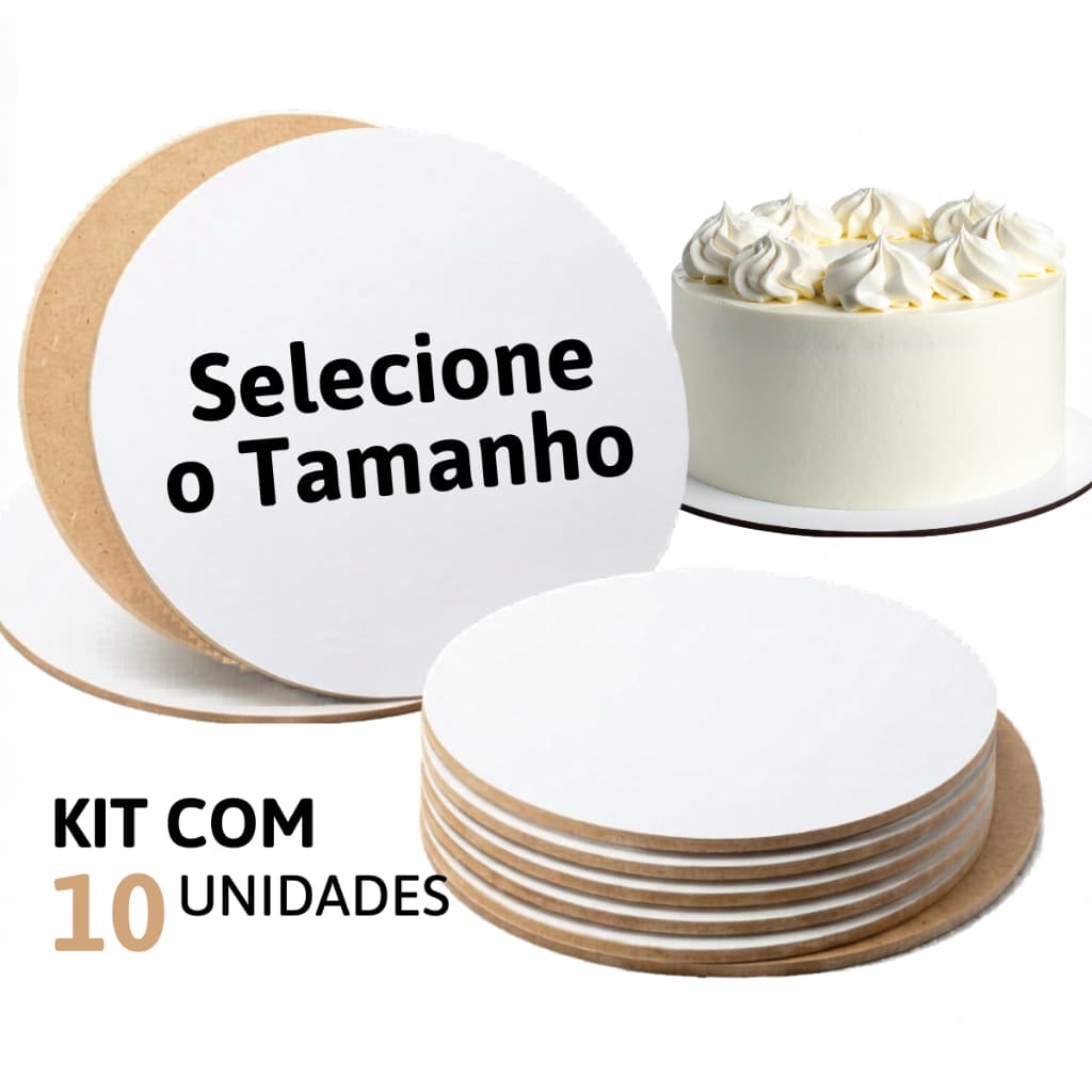 Bases Suporte Redondo Branco em MDF Para Bolo Vários Tamanhos