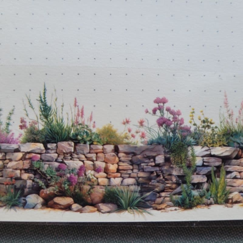 fita decorativa washitape muro de pedra com flores scrapbook  bullet journal planner