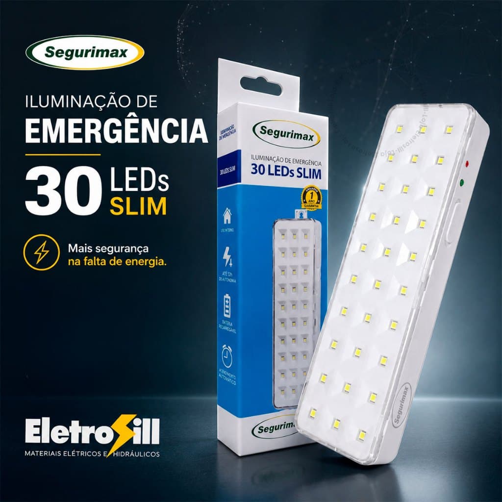 Luminária Emergência Lâmpada 30 Leds Recarregável Bivolt Luz Branca Fria Item Segurança Alto Brilho