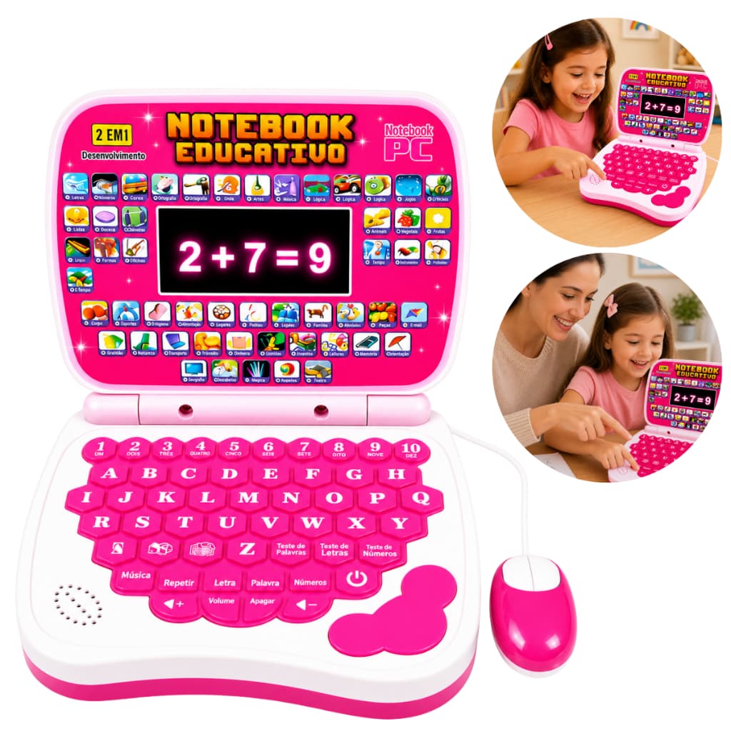 Laptop Notebook Educativo Bilingue Infantil Didático Interativo De Brinquedo C/mouse Menino