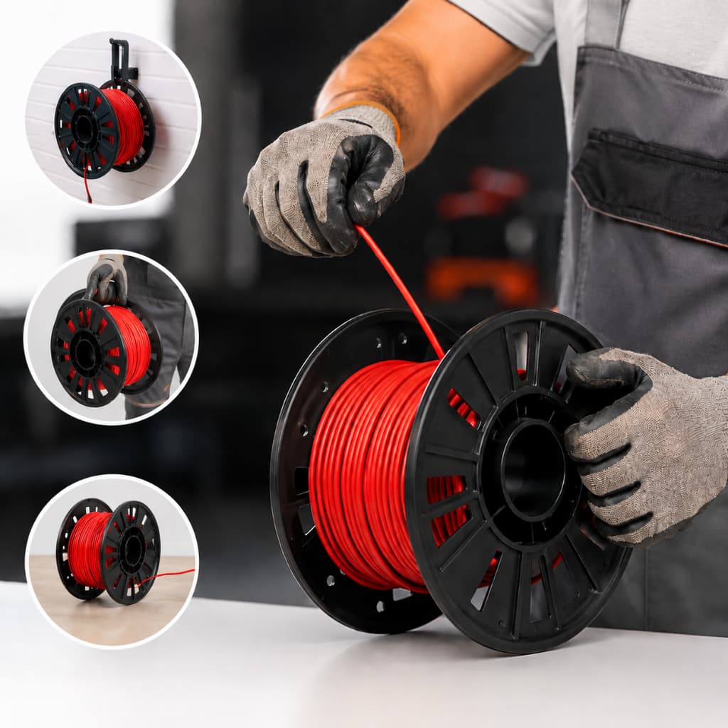 Carretel Bobina Plástica Grande 20cm Organizador Armazenamento Enrolar Fio, Corda, Linha, Fita, Cabo, Extensão e Arames