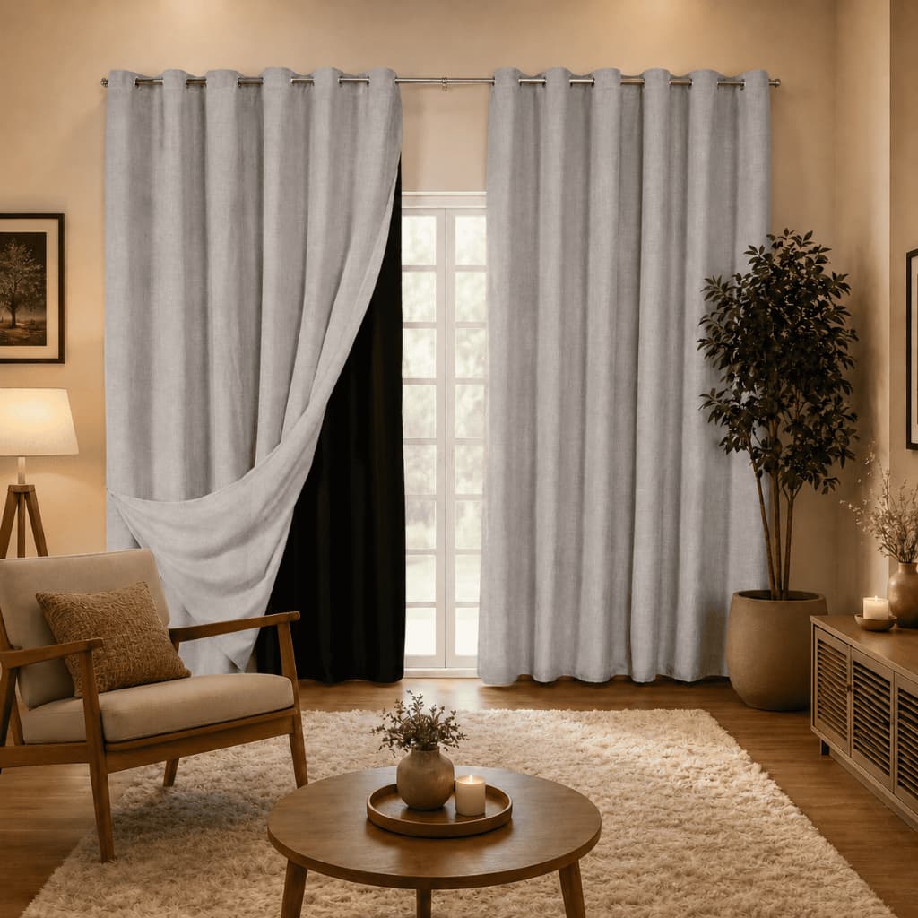 Cortina Para Quarto Voil Linho com Blackout 7,00 x 2,80m Corta Luz