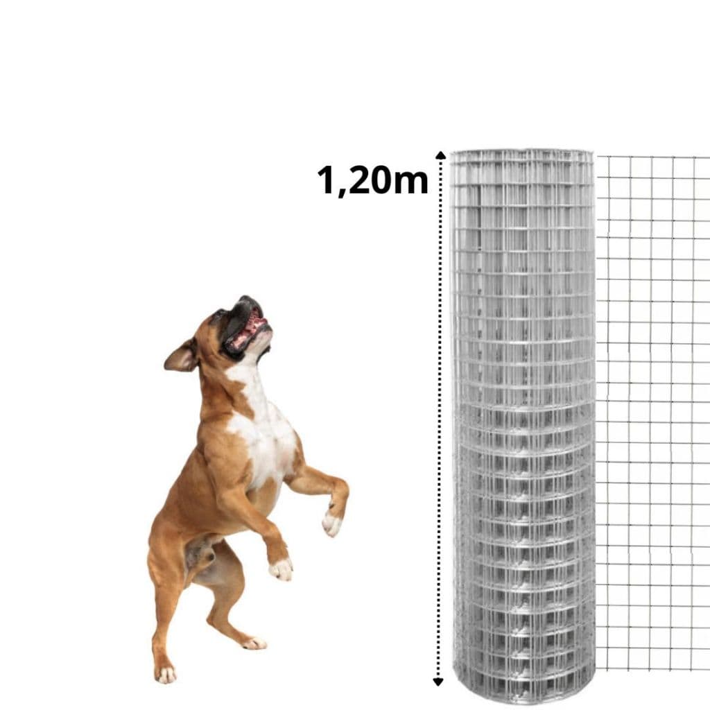 Tela Cerca Grade Portão alt. 1,20M para Cachorro Gato Malha 5x5cm Reforçada Galvanizada Canil Gatil