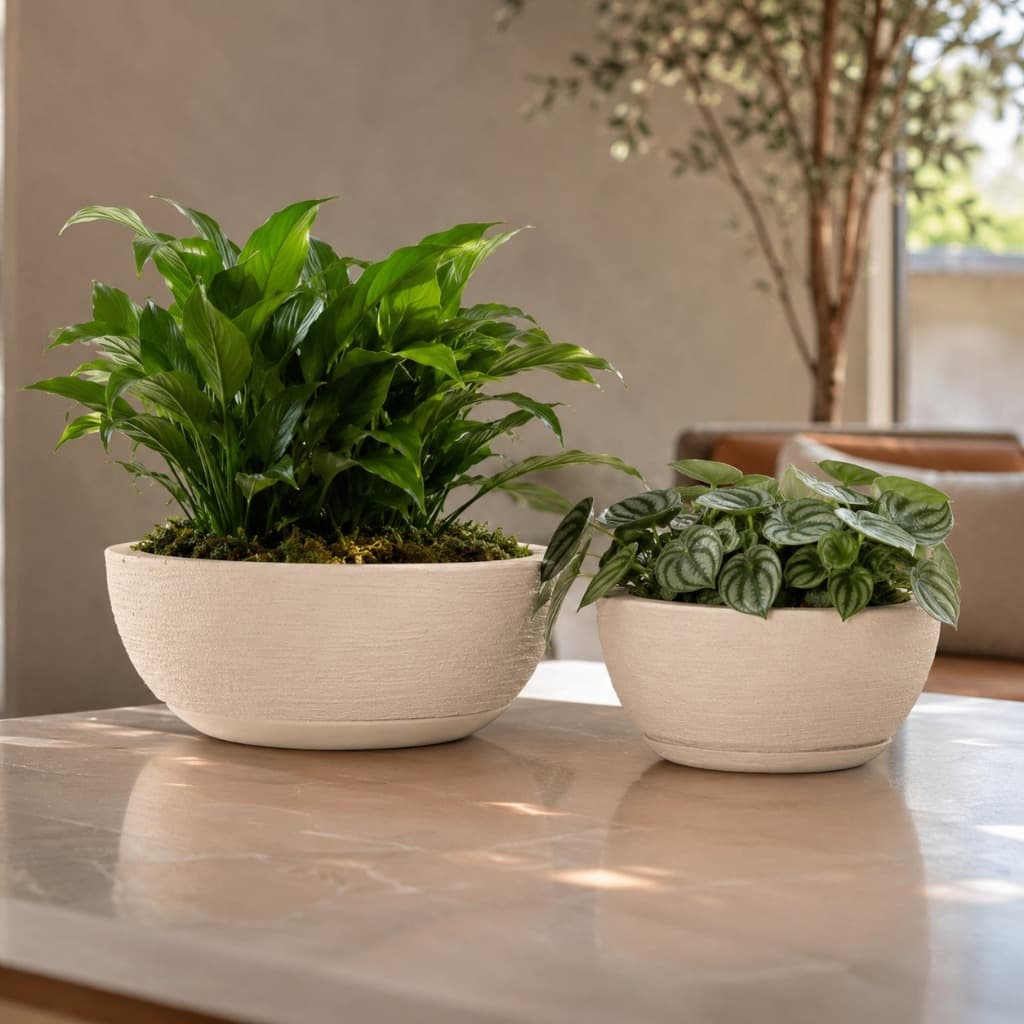 Vasos Para Plantas Decorativo Cuia Bacia Redonda com Prato Luxo em Polietileno