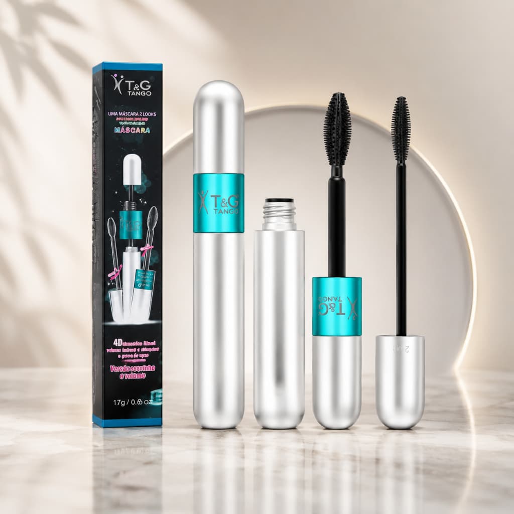 Mascará de Cilios a Prova D'Água 2 em 1 4D - Volume intenso e alongador - T&G Tango