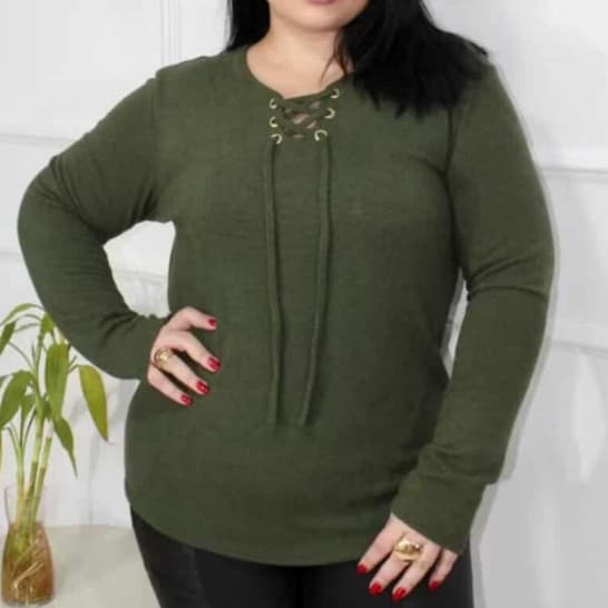 Blusa Feminina Basica Manga Longa Lanzinha TAMANHO UNICO GG