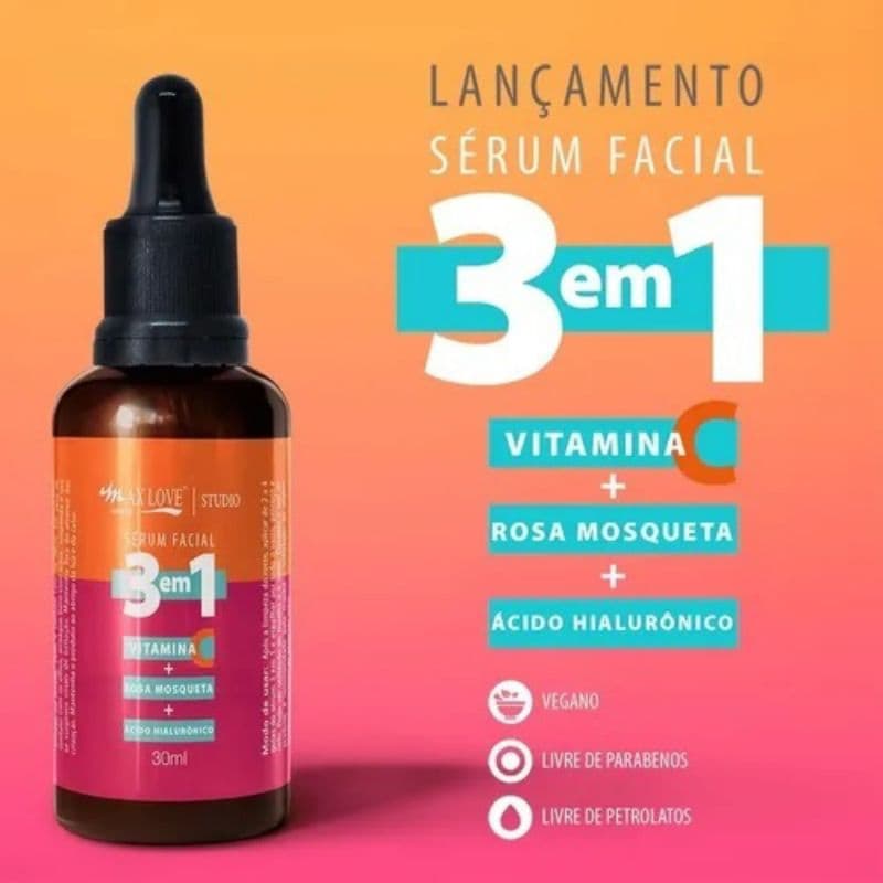 Max Love Sérum Facial 30ml - Antioxidante, Hidratante, Fórmula Vegana